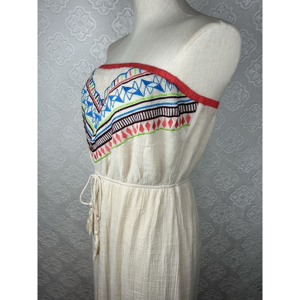 Flying Tomato Women's Strapless Boho Geometric Print Embroidered Dress Size M